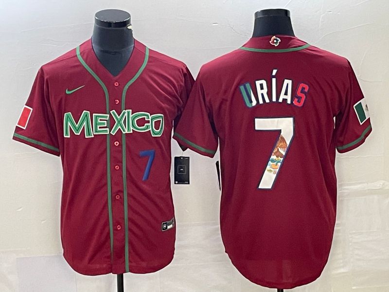 Men 2023 World Cub Mexico #7 Urias Red camo Nike MLB Jersey4->more jerseys->MLB Jersey